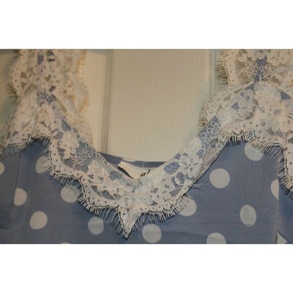Akaiv Polyester Top Medium Blue White Womens Polka Dot Lace Cami Sleeveless New - Picture 4 of 6